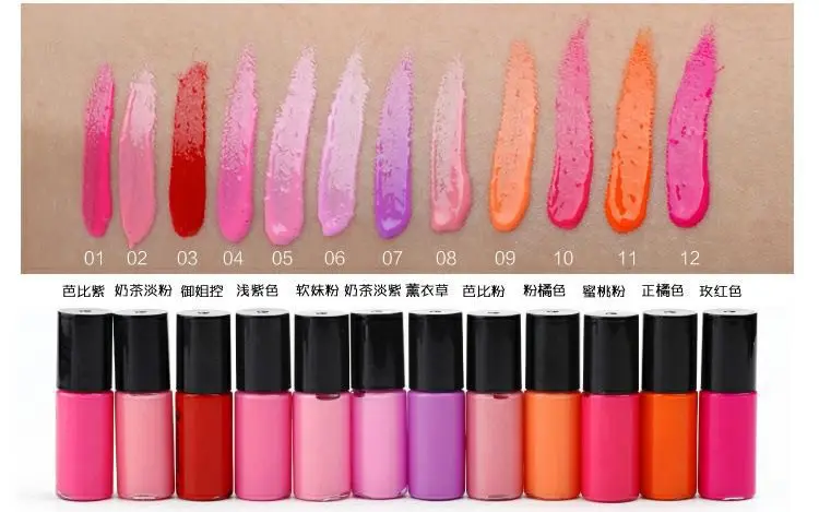 12 Шт. Мини Wateproof Длительный Влажный Блеск Для Губ Жидкая Помада Batom Макияж