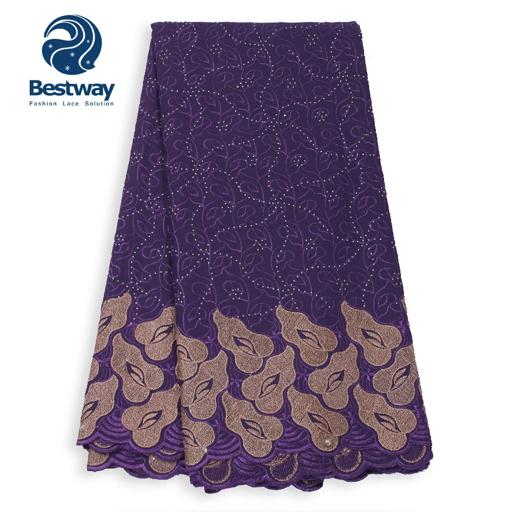 Bestway швейцарская Вуаль в швейцарской вышивкой кружевная ткань настоящий хлопок кружево Стразы последняя ткань для свадьбы/ASO BEI платья