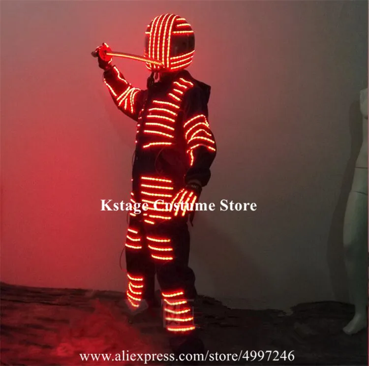 KS64 костюмы для бальных танцев светодиодные RGB свет одежда сцены наряды dj робот