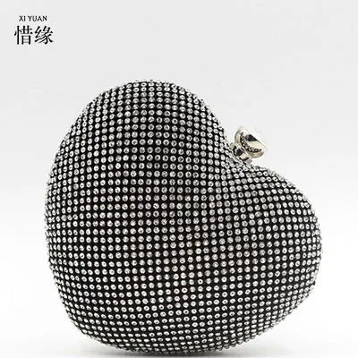 Брендовые женские клатчи XIYUAN 2017 с кристаллами и бриллиантами в форме сердца