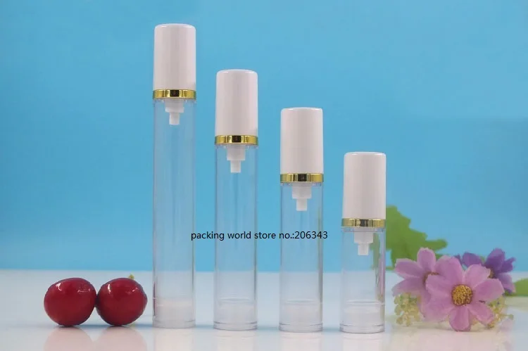 Прозрачная безвоздушная бутылка 12 мл с золотой/серебряной распылителем