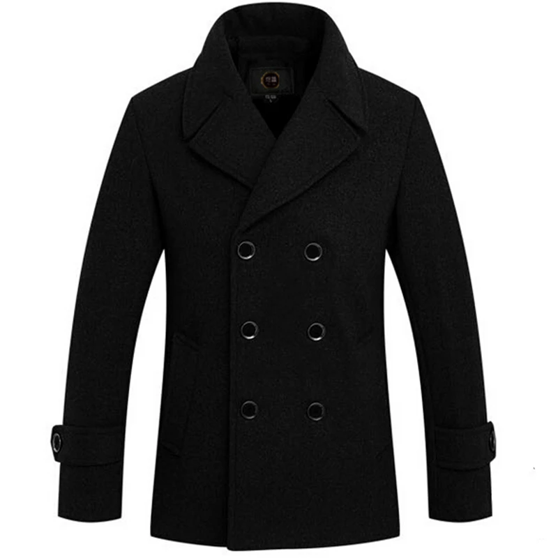 Мужские Шерстяные Пальто Двойной Брестед Шинель Длинные Peacoat Casaco Jaqueta Зима-Одежда