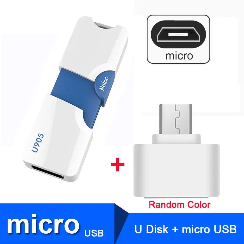 U905 Plus OTG Новинка, USB флеш-накопитель Netac, 16 ГБ, 32 ГБ, 64 ГБ, дропшиппинг, флеш-накопитель USB2.0, карта памяти,, диск на ключ,, флеш-накопитель - Цвет: U905 Plus OTG