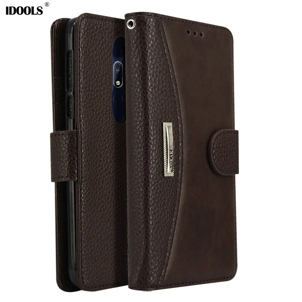 IDOOLS Flip Case for Nokia 7.1 Nokia7.1 Luxury Wallet PU Leather TPU Cover Magnetic Phone Bags Cases Coque 5.84'' | Мобильные