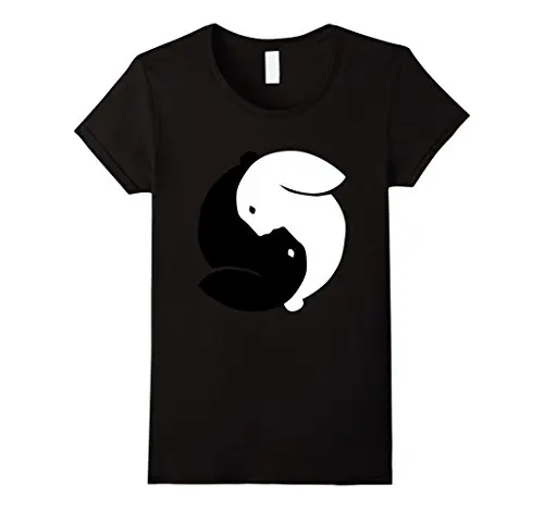 Yin Yang Rabbit Animal Bunny Lover Подарочная футболка для женщин идеальное качество