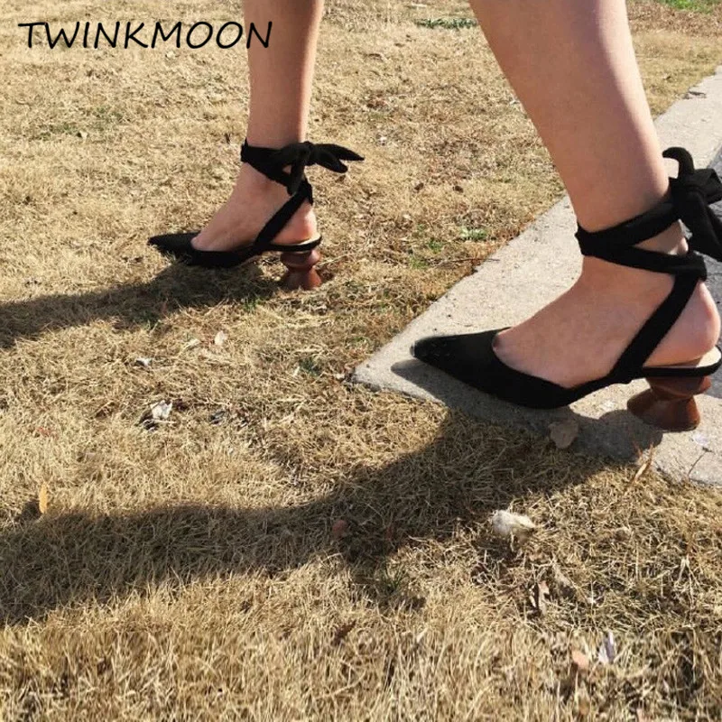 Женская обувь с ремешком на щиколотке босоножки блочном каблуке со шнуровкой