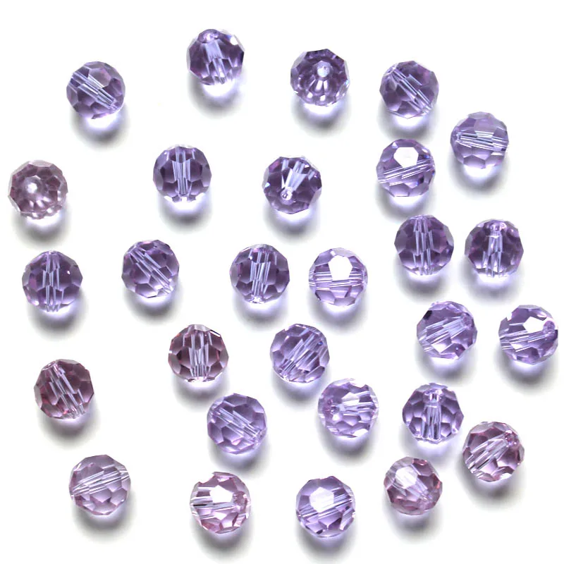 

StreBelle Light Violet Color AAA 6mm 100pcs Austria faceted Crystal Glass Beads Loose Spacer Round Beads for Jewelry Making