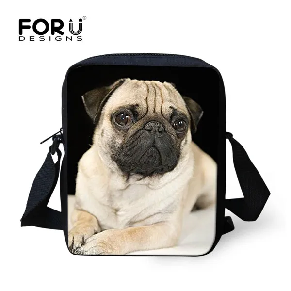 W1678E FORUDESIGNS/женские сумки-мессенджеры, мини-сумки для девочек, 3D принт с животными Мопсом, Детская сумка на плечо, женская сумка через плечо, испанская сумка, маленькая - Цвет: W1678E