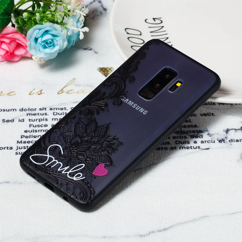 Пикантные цветочный чехол для телефона Samsung S7 note 8 9 черная крышка корпуса край Coque