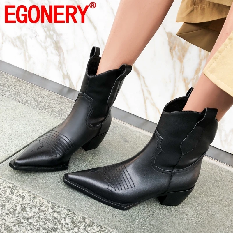 

EGONERY/Женская обувь; сезон осень; Новинка; Модные ботильоны из натуральной кожи ручной работы; обувь с острым носком на среднем каблуке; Пряма...