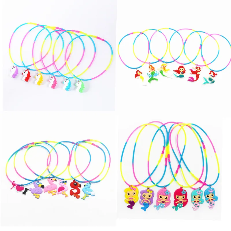 6 шт детский сувенир с душем резиновое ожерелье Единорог вечерние сувениры для