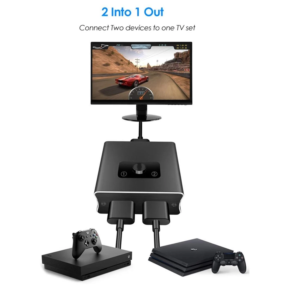 1x2 HDMI двунаправленный коммутатор Поддержка HDMI 2,0 HDCP 2,2 UHD 4K 2x1 HDMI переключатель концентратор коробка для Apple tv, XBox, PS3, PS4 HD tv