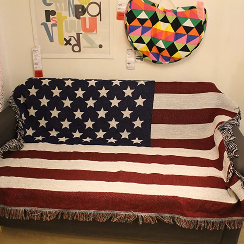 

Multi-useful durable stripes and stars pattern cotton blanket, wearable comforter ,bed cover , sofa cover blanket