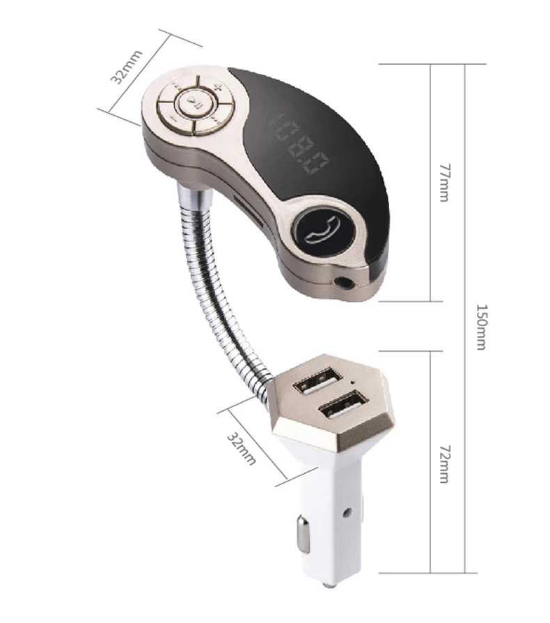 Портативный fm-передатчик Siparnuo автомобильный комплект с двумя USB-портами Bluetooth