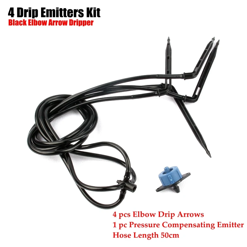 

4 насадки, черные капельные излучатели со стрелкой, комплекты для системы орошения клубники, наборы капельных излучателей, горшечные растен...