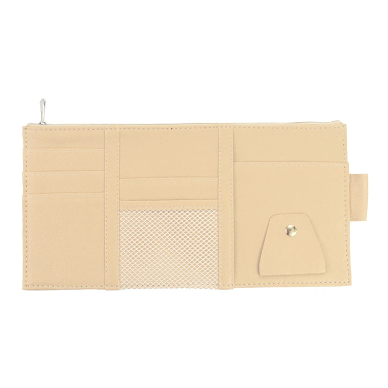 

Car Sun Visor Glass Pen Card Case zipper Multifunctional Storage Holder Clip Bag Auto Organizer Wallet Clip Interior Accessories