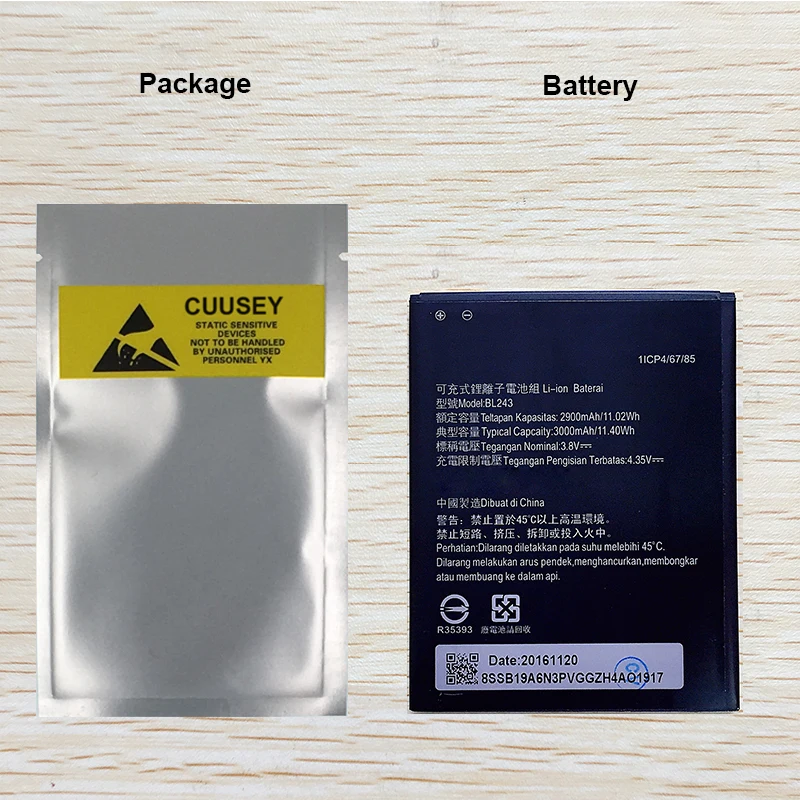 CUUSEY Новинка BL 243 BL243 батарея для lenovo Lemon K3 Note K50-T5 A7000 A5500 A5600 A7600 2900 мАч замена мобильного телефона