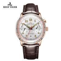 reef tigerrt luxury brand vintage watch men rose gold brown leather strap luminous automatic mechanical watches rga9122