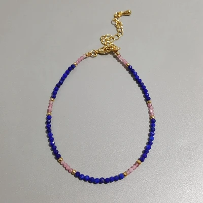 Lapis Lazuli Lii Ji натуральный камень лазурит Перидот Лабрадорит розовый турмалин окрашенный бирюзовый браслет 1 шт - Цвет камня: Lapis Lazuli