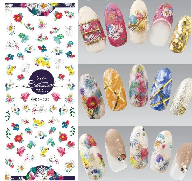 Дизайн Rocooart DS306 переводные наклейки для ногтей с водой Harajuku Element Line Figures Nail Wrap sticker Tips Manicura nail Decal - Цвет: DS332