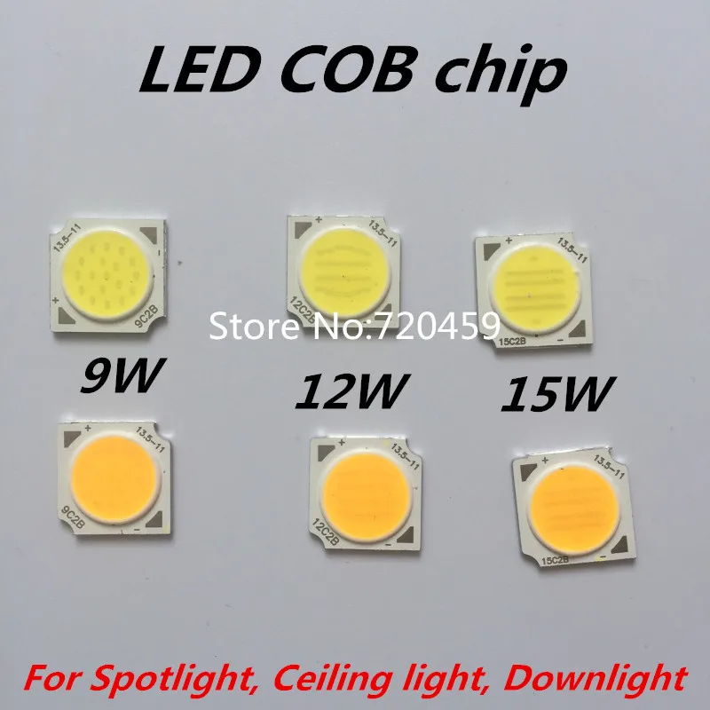 

3pcs High Power 3W 5W 7W 10W 12W COB LED Chip Light Source for Spotlight, Ceiling light, Downlight White ,Warm White