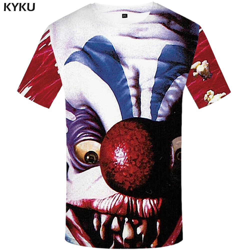 Футболка KYKU Clown Женская черная футболка большого размера с 3d принтом и ножом в