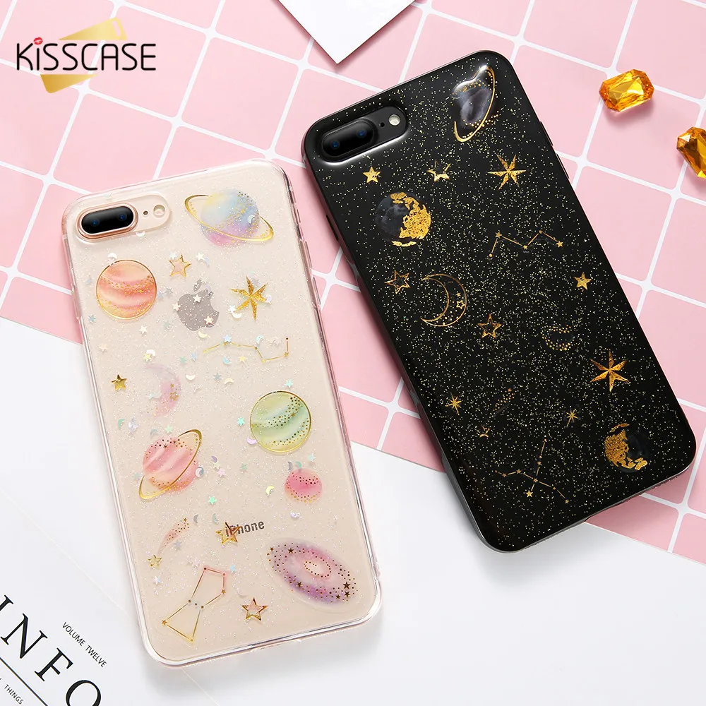 KISSCASE блестящие чехлы для телефонов iPhone 7 8 Plus силиконовый мягкий милый чехол с