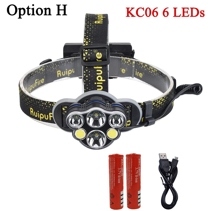 Option H KC06 Z20 Litwod фар KC08 8 светодиодные фары 2* T6+ 4* Q5+ 2* COB высокой мощности налобный фонарь Регулируемый фонарик переднего света Фонарь для кемпинга - Испускаемый цвет: Option H KC06