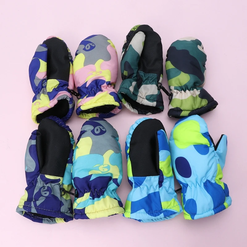 Детские зимние водонепроницаемые теплые варежки для мальчиков и девочек детские