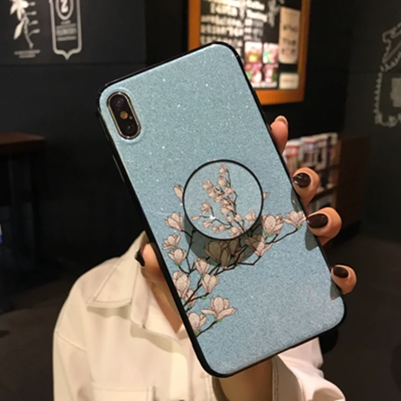 Casyva блестящий чехол для телефона Магнолия Iphone X XR XS MAX Модный 6 7 8 6S plus кронштейн