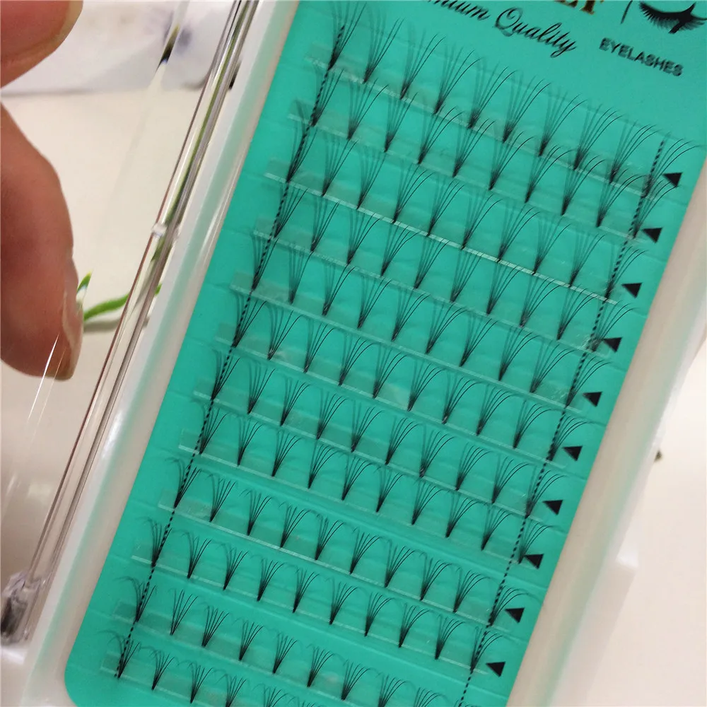 

5D short stem Natural premade volume lash fans V shape volume fans rootless eyelash extension by free shipping