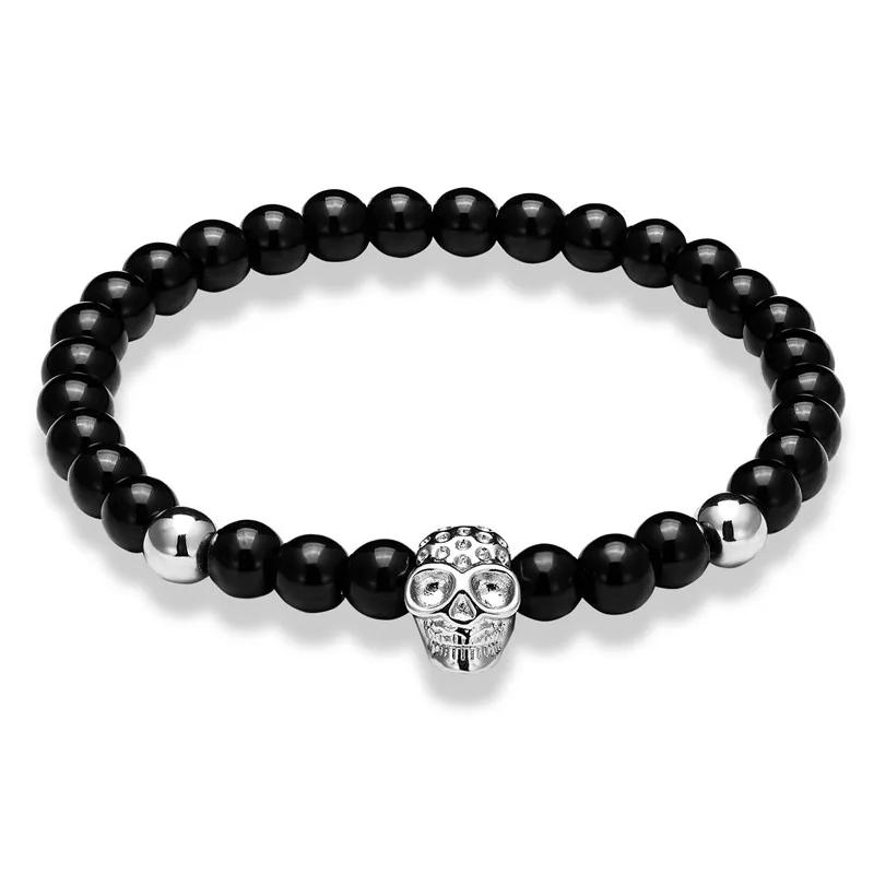 Женский и мужской полый браслет LIVVY модный с черепом из кубического циркония
