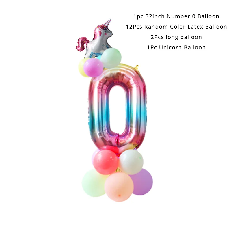 16pcs Balloon Set 20 штук Единорог салфетка Бумага одноразовая посуда Свадебные украшения для девочек день рожденья для мальчиков для украшения детского душа расходные материалы - Цвет: 16pcs Balloon Set
