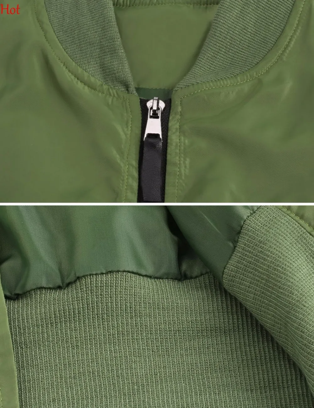 Women Bomber Jacket 2017 Autumn Ladies Jackets Tops Solid Color Zipper Baseball Slim Casual Black Green SV028216 | Женская одежда