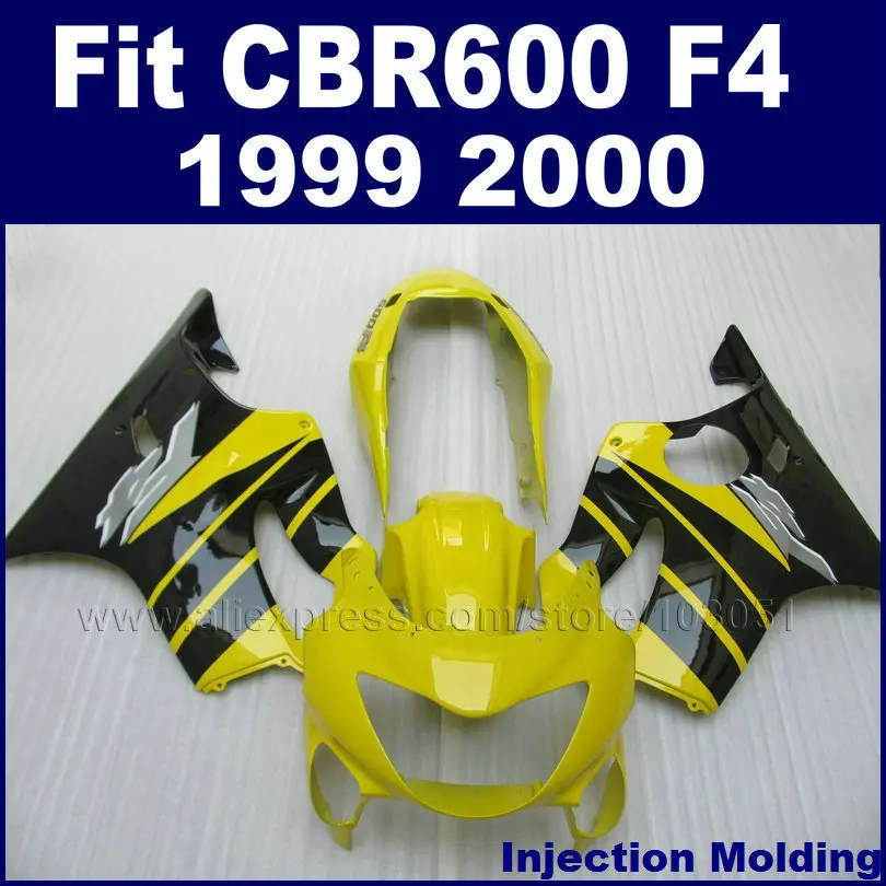 

injection molding motor fairings set for HONDA CBR600F4 1999 2000 CBR600 99 00 F4 CBR600F yellow black ABS fairng kits