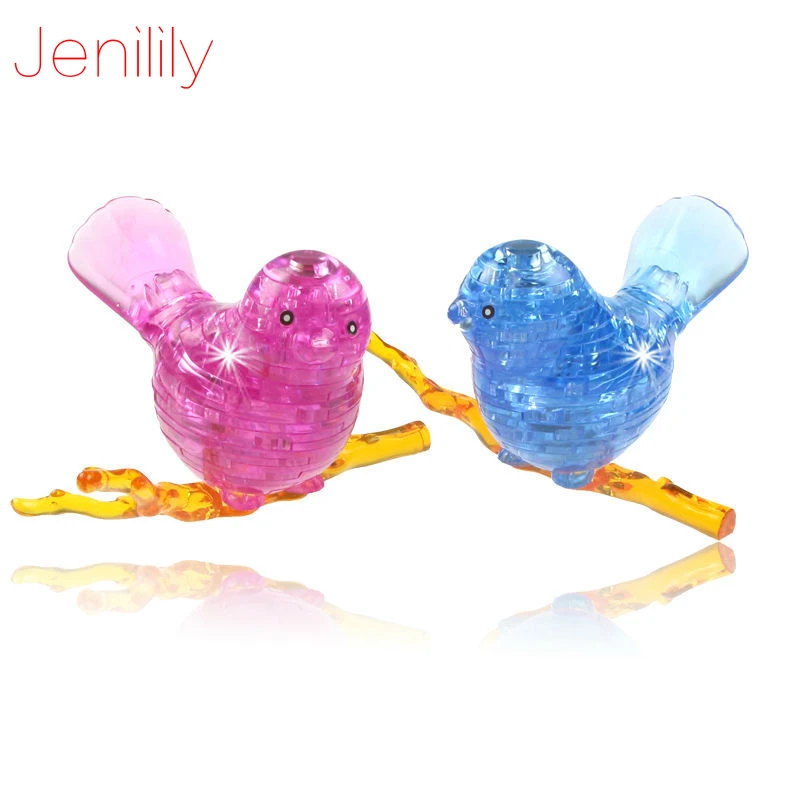 Jenilily DIY Забавные рыбы птицы 3D Хрустальные пазлы с цветными огнями 50 шт игрушки для