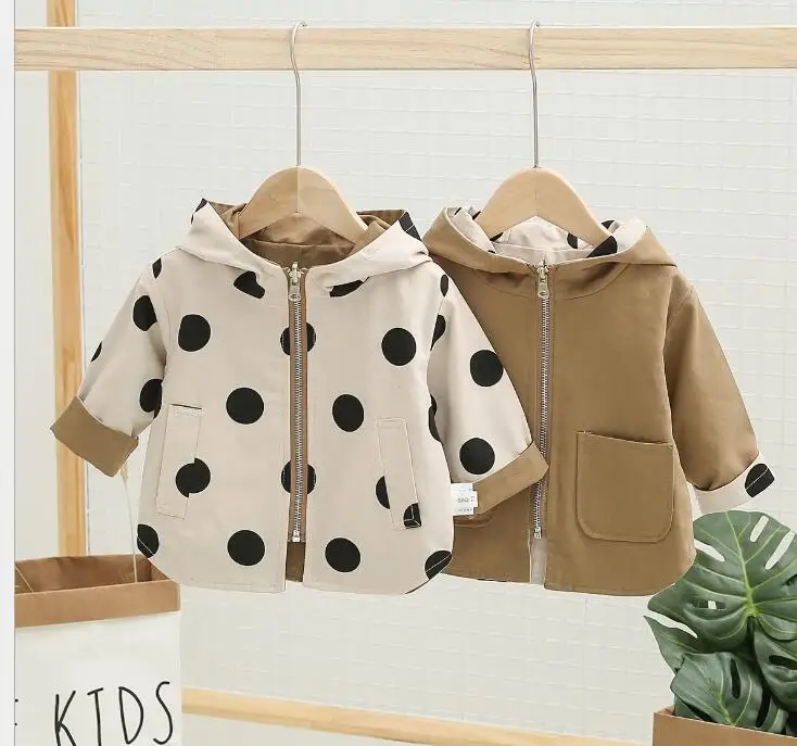 Spring and Autumn Baby Infant Casual Jacket Men Women Thin Two-Piece Zipper Cardigan Dotted Hooded Long Sleeve Top | Детская одежда и