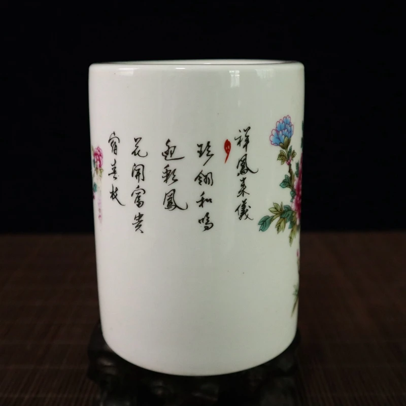 Exquisite Chinese Classical Collectible Colorful Phoenixs and Flowers Porcelain Pen Holder/Brush Pot | Дом и сад