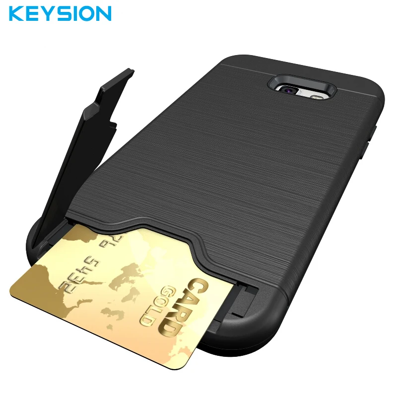 Keysion Case For Samsung Galaxy A5 2017 A520 PC + Silicone Dual Layer Brushed Drawing Texture Built in Stand Card Cover |