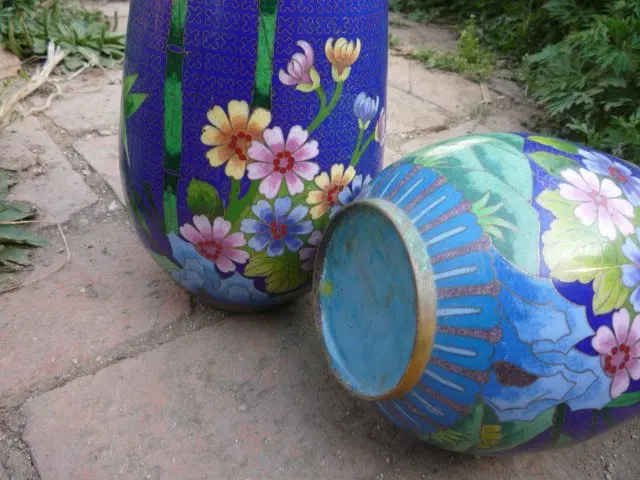 Редкие сборные Перегородчатые вазы династии Цин украшение ручной работы пара