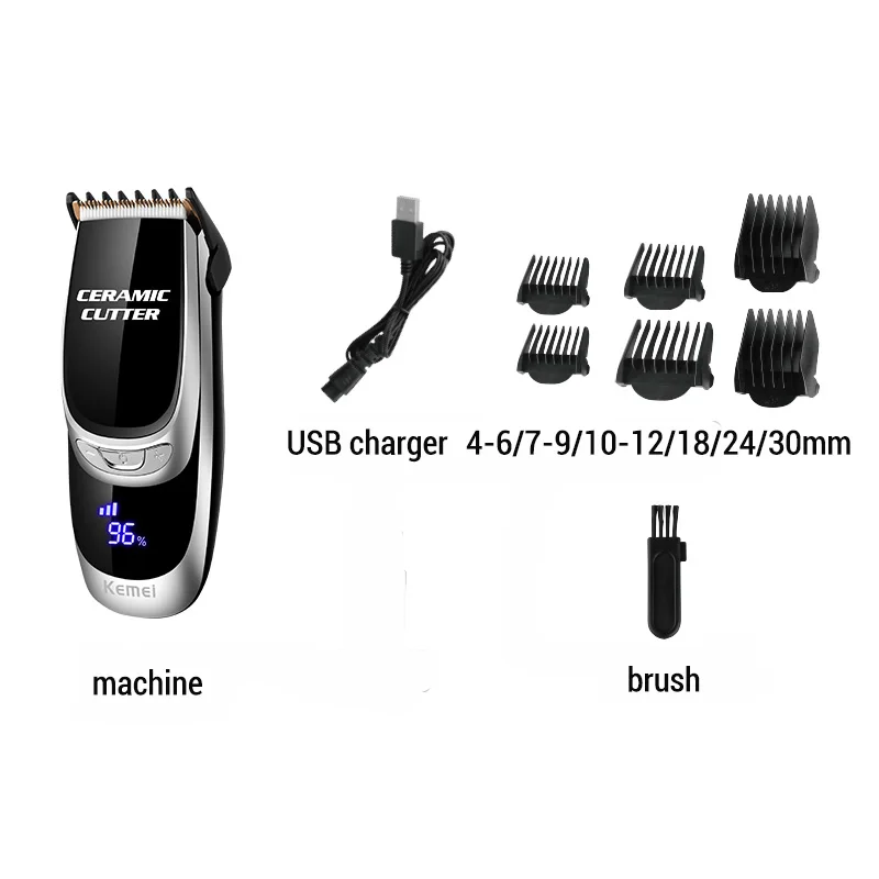 Kemei ЖК мини мужской триммер для волос USB электрическая портативная машинка