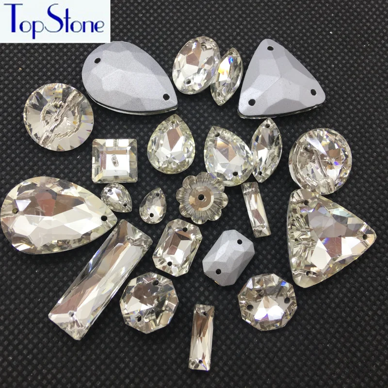 Прозрачные стразы с заостренной спинкой Овальные багет больше форм пришитые