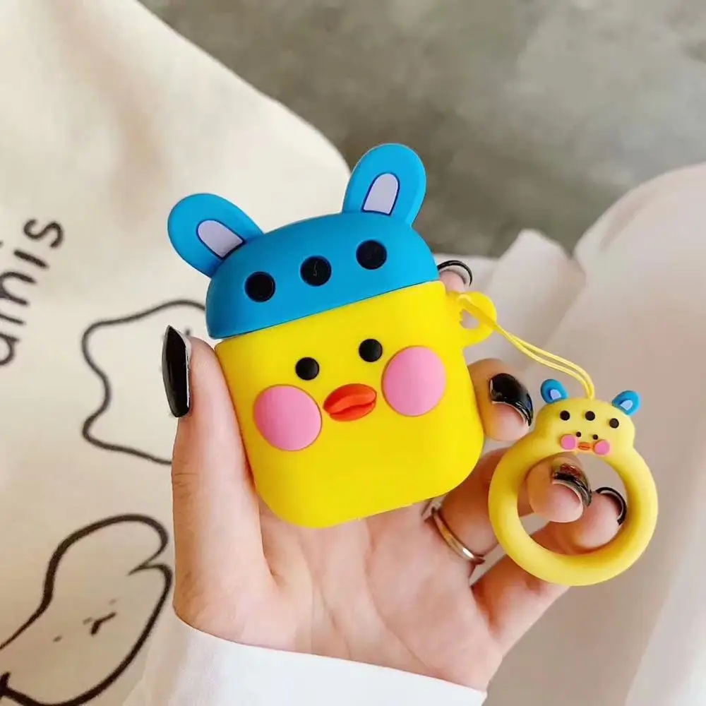 Чехол для Airpods с 3D милым мультяшным изображением желтой утки, силиконовая утка, Bluetooth, беспроводной чехол для наушников для Apple Air pods, чехол для Earpods