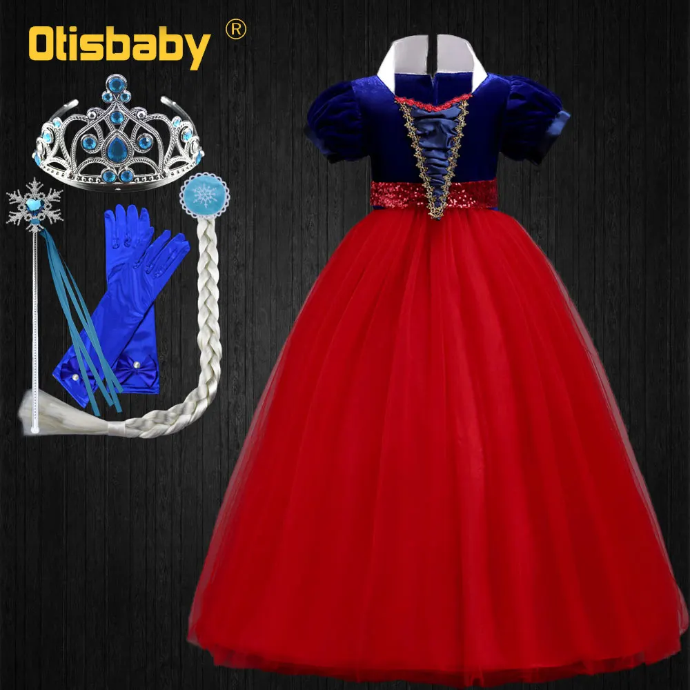 Red Set B Платье Белоснежки для девочек; летний стильный костюм для детей; платья; Одежда для маленьких девочек; вечерние платья принцессы для малышей; подростковое платье с короткими рукавами - Цвет: Red Set B