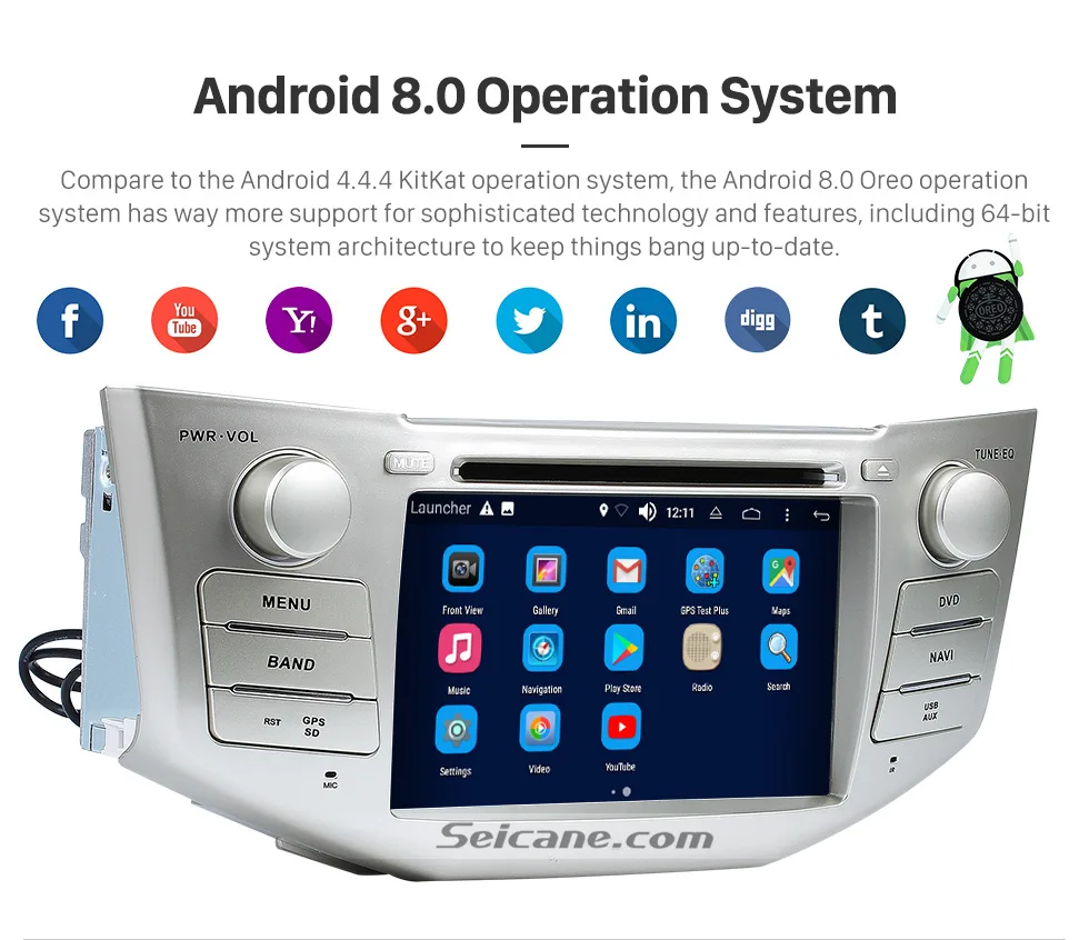 Seicane " 2din HD сенсорный экран Android 8,0 DVD мультимедиа Bluetooth gps для Toyota Harrier lexus rx300 330 350