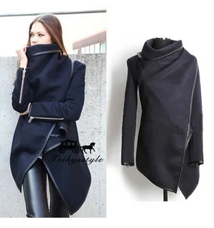 

2018 autumn women fashion overcoat trench coat irregular self-cultivation temperament woolen coat windbreaker female