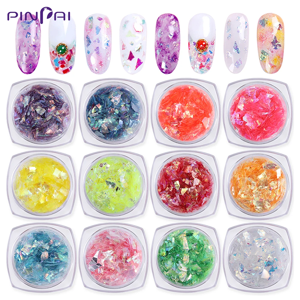 12 цветов маникюрная нестандартная шелковая бумага ломтик блесток цветная