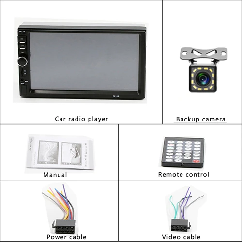 With 12 LED Camera Hikity Автомагнитола 2 Din Автомобильный магнитола 7 дюймов сенсорный экран автомобильный аудио Bluetooth Камера заднего вида Mirrorlink 7018B MP5 плеер - Цвет: With 12 LED Camera