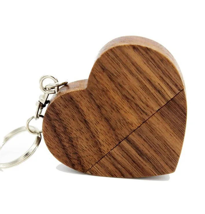 JASTER деревянное сердце usb флэш-накопитель карта памяти, Флеш накопитель 4 ГБ 16 ГБ 32 ГБ 64 ГБ логотип компании на заказ свадебная фотография подарок - Цвет: Walnut wood