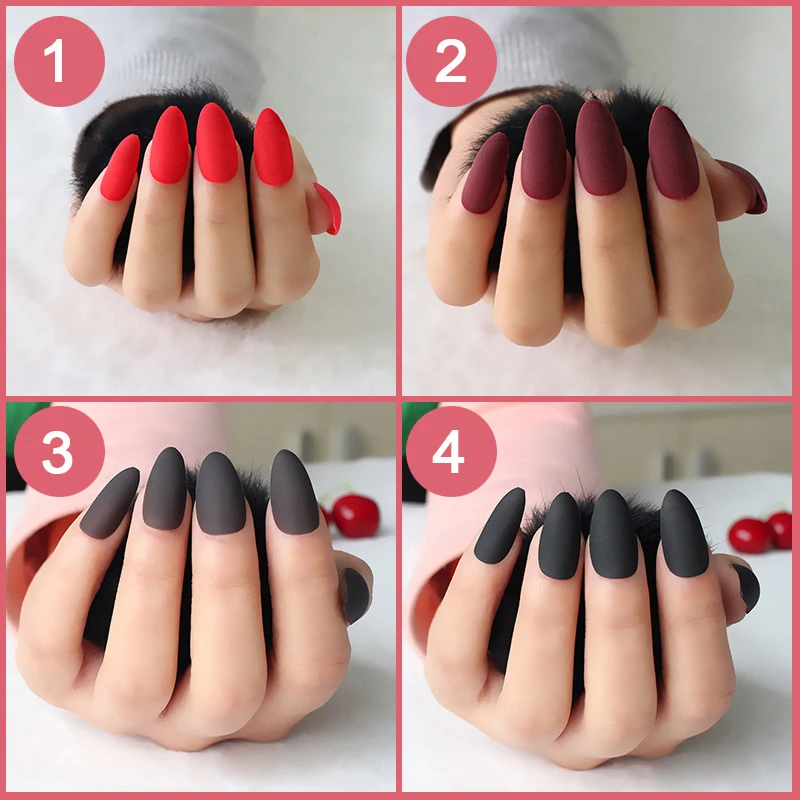 Накладные ногти на шпильках 24 шт./компл. мягкие миндальные дизайнерские